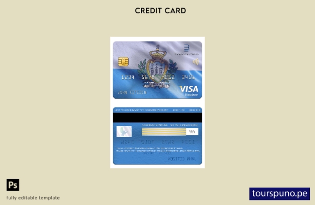 listo para imprimir plantilla de tarjeta electrónica de visa bancaria de San Mar